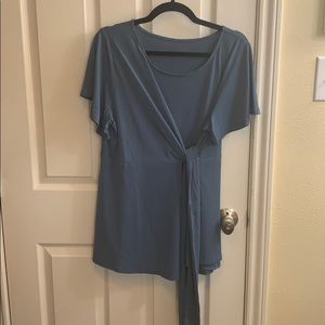 Tie Front Flutter Sleeve Blouse